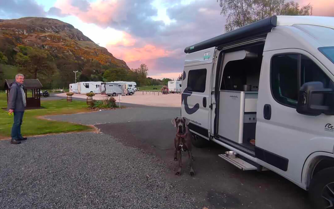 En camping car avec notre dogue