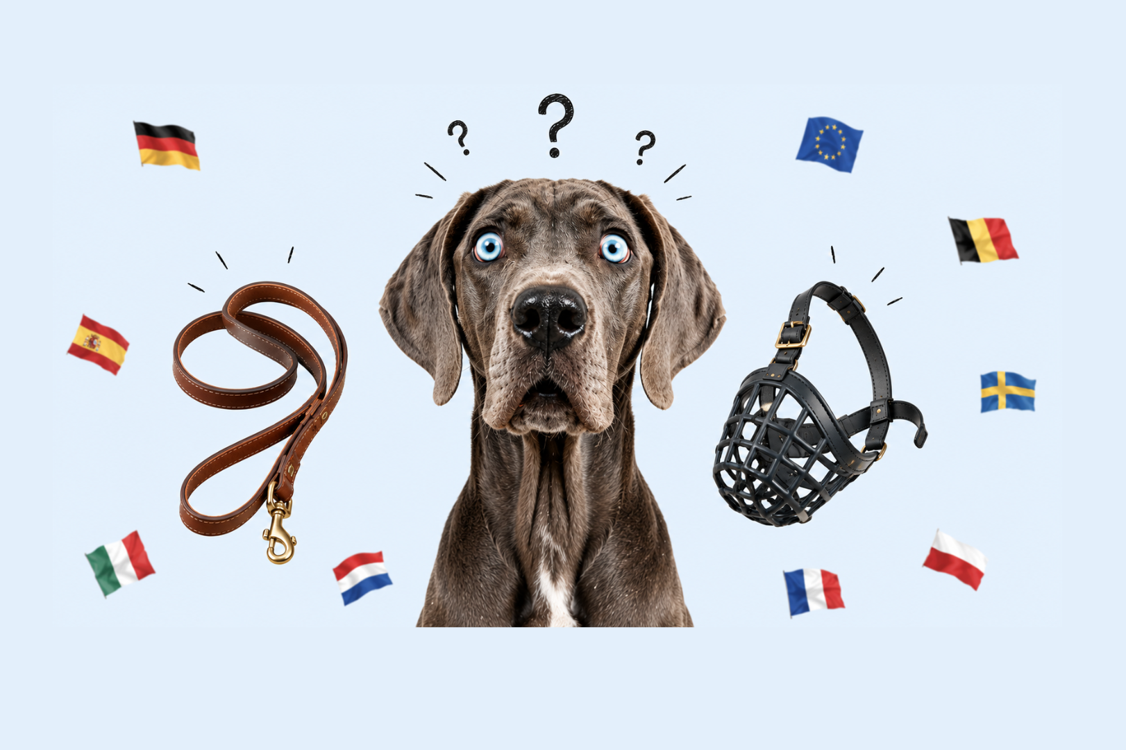 Laisse et muselière en voyage : règles dans 29 pays